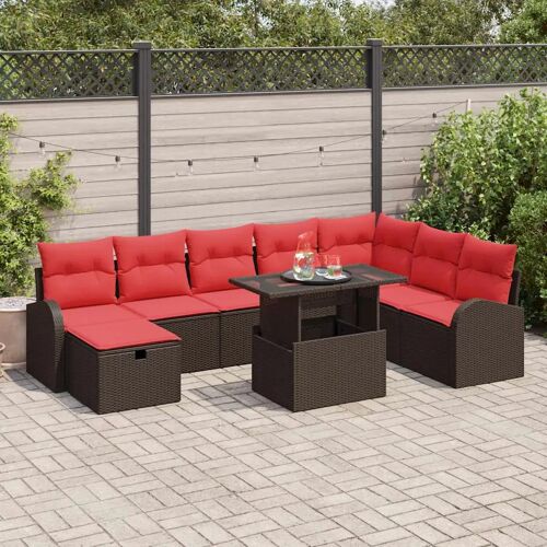 Vidaxl Ensemble De Canapé De Jardin 9 Pcs Marron Poly Rotin