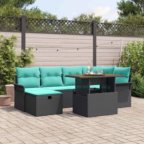 Vidaxl Ensemble De Canapé De Jardin 7 Pcs Noir Polyrotin