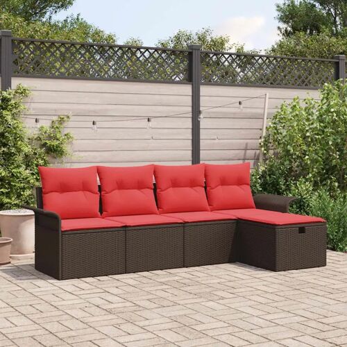 Vidaxl Ensemble De Canapé De Jardin Avec Coussin 5 Pcs Poly Rotin
