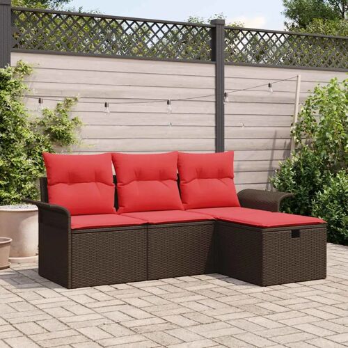 Vidaxl Ensemble De Canapé De Jardin Avec Coussin 4 Pcs Poly Rotin
