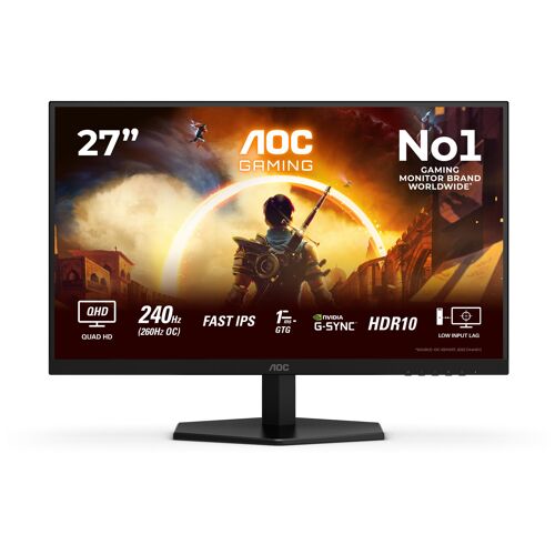 AOC Gaming Q27G42ZE - Écran LED - jeux - 27" - 2560 x 1440 QHD @ 240 Hz - Fast IPS - 300 cd/m² - HDR10 - 0.3 ms - HDMI, DisplayPort