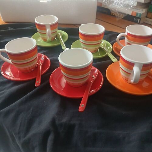 Service À Café Multicolore Vintage X 6