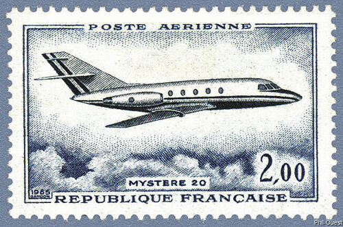 Dassault "Mystère 20" Année 1965 Poste Aérienne N° 42 Yvert Et Tellier Luxe
