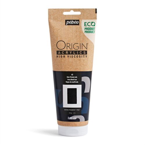 Peinture Acrylique - Noir D'ivoire - 40 - Haute Viscosité - Pébéo - Origin Acrylics - 240ml