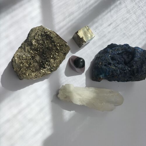 Lot De Pierres Azurite-Druze De Pyrite De Fer-Agate Shiva-Quartz 500gr