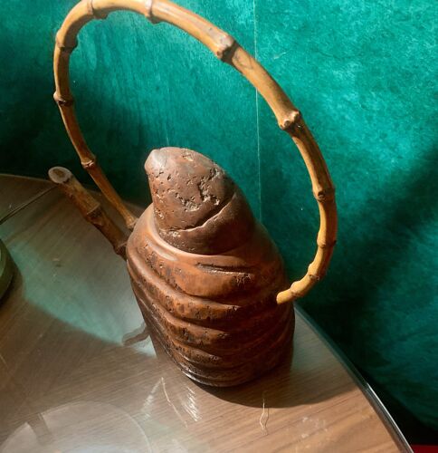 Rare Théière Sculptée En Racine De Bambou - Anse En Bambou - Japon - Fin De L’Ère Mejii ( Fin Xixe -Début 20e Siècle)