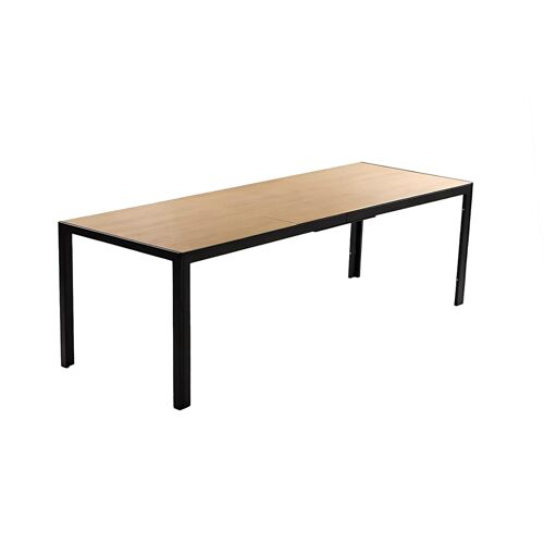Brisbane - Table De Jardin 190cm 8 Personnes Avec Plateau En Verre Trempé Effet Bois
