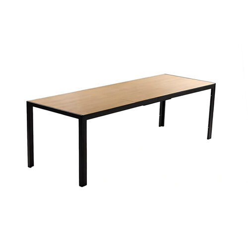Brisbane - Table De Jardin 190cm 8 Personnes Avec Plateau En Verre Trempé Effet Bois