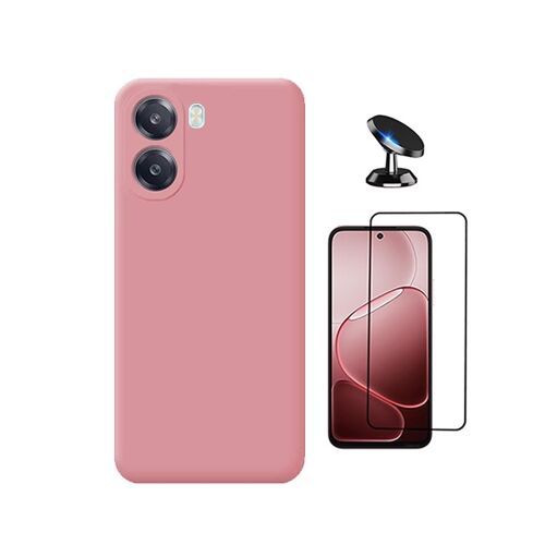 Kit Film + Coque Silicone + Support PHONECARE Pour Oppo A6x - Rose