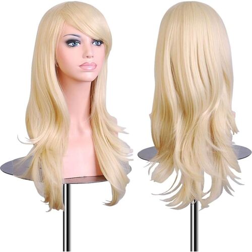 Perruque Blonde Claire De 70 Cm De Haute Qualité Pour Femme, Idéale Pour Les Jeux De Rôle Et Le Cosplay. 