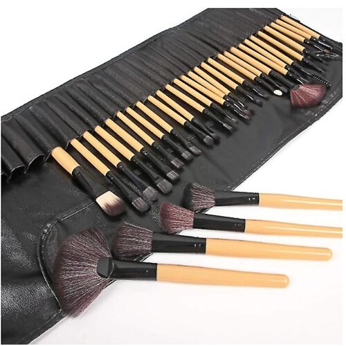 Ensemble De 32 Pinceaux De Maquillage Haut De Gamme Pour Une Application Impeccable Du Fond De Teint, Des Fards À Paupières Et Du Blush - Étui En Cuir Élégant Inclus 