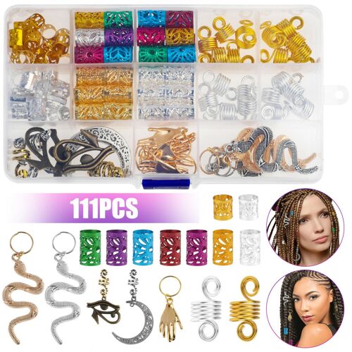 Ensemble De Bijoux De Cheveux Haut De Gamme 111x - Perles, Manchettes Et Pendentifs Pour Tresses Élégantes
