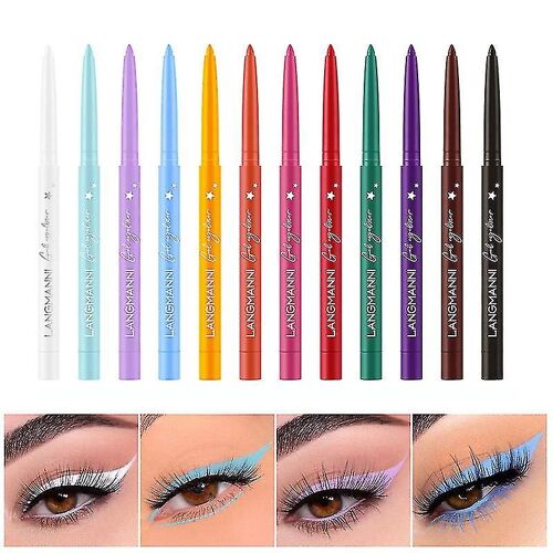 Coffret De 12 Eyeliners Waterproof Aux Couleurs Vibrantes - Crayons Eyeliner Mats Et Liquides Pour Toutes Les Occasions 
