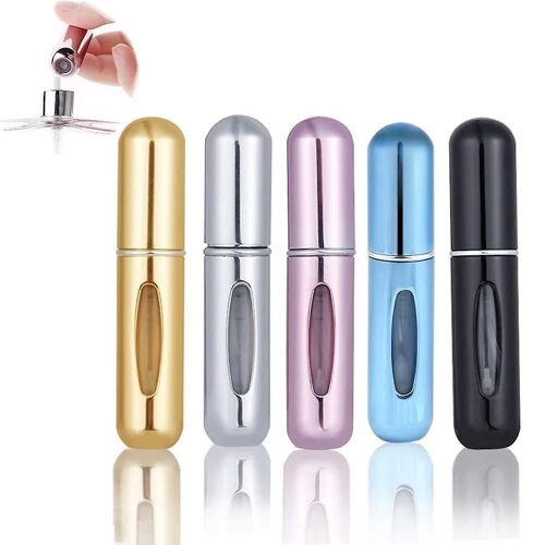 Lot De 5 Vaporisateurs De Parfum Rechargeables De 5 Ml - Flacons Vaporisateurs Portables Aux Couleurs Métalliques Assorties