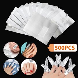 500 Capsules En Aluminium Pour Ongles, Idéales Pour Retirer Facilement Le Vernis Semi-Permanent - Capsules En Aluminium À Tremper Avec Disques De Coton 