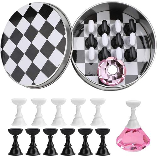 Présentoir Magnétique Chic Pour Nail Art Avec Base En Cristal Et 12 Supports - Parfait Pour Les Professionnels Et Les Passionnés De Diy