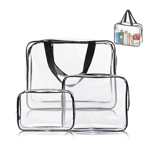 Ensemble De 3 Trousses De Maquillage Transparentes - Kit De Voyage Élégant, Portable Et Étanche Pour Vos Essentiels De Maquillage