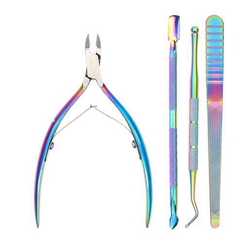 Ensemble De Pinces À Cuticules Professionnelles En Acier Inoxydable Avec Repousse-Cuticules Et Lève-Ongles - Conception Ergonomique Pour Une Coupe Précise 