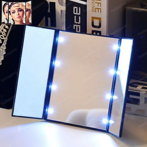 Miroir De Maquillage Lumineux Led À Trois Faces - Coiffeuse Pliable Avec Support Réglable 