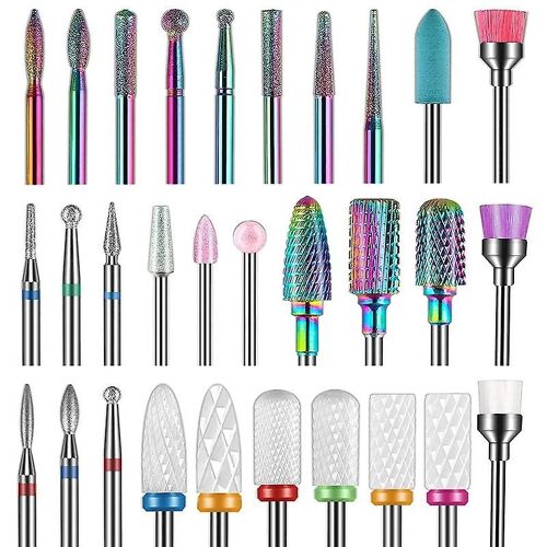 Ensemble Professionnel De 30 Embouts De Ponceuse À Ongles En Carbure De Tungstène Et Céramique Pour Ongles Acryliques Et Naturels 