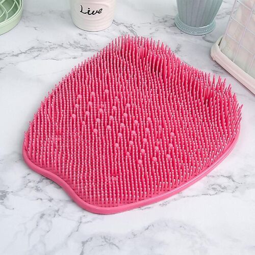 Brosse de douche rose pour les pieds et le dos avec coussin de massage - Grande brosse exfoliante pour les pieds avec ventouses pour une expérience de douche facile et revigorante