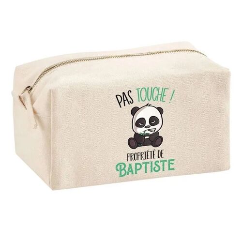 Trousse multifonction - PLANETEE - Baptiste Pas Touche Panda - Personnalisée - Coton - Imprimée en France
