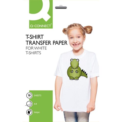 Q-Connect Lot De 10 Feuilles De Papier A4 Transfert Pour T-Shirt Coton Coloris Blanc