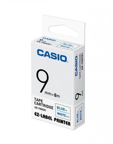 Casio XR-9WEB1 ruban d'étiquette Bleu sur blanc