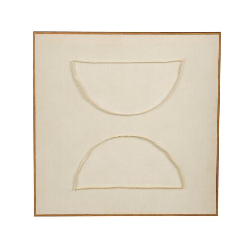 Mica Decorations Decoration Murale - Tableau Decoration Murale Japandi Abstrait 60 x 60 x 3,5 cm - Decoration Maison pour Salon ou Chambre - Beige