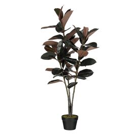 Mica Decorations Gummibaum ¿ Kunstpflanze ¿ Realistische Kunstpflanze Deko Wohnzimmer ¿ Künstliche Pflanzen ¿ Zimmerpflanzen Künstlich ¿ H120 x Ø80 cm ¿ Rot