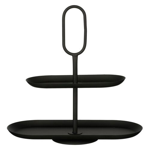 Mica Decorations Plateau Rama à 2 Niveaux de ¿ Plateau Decoratif ¿ Presentoir Gateau Tour de Service ¿ 38 x 17 x 37 cm ¿ Support à Gateau ¿ Métal ¿ Étagère Noire