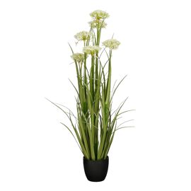 Mica Decorations Angélique ¿ Gazon Artificiel en Pot ¿ Fausse Plante Interieur ¿ Plantes Artificielles Interieur ¿ H120 x Ø35 cm ¿ Vert, Blanc