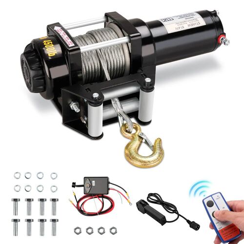Treuil électrique 12 V Traction Jusqu¿à 4500 LB/2041 Kg Câble en Acier de 10m, Noir