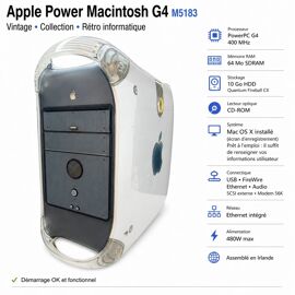 Apple Power Mac G4 466MHz 128MB ATI Rage 128 Pro Sans HDD Vintage Mac
