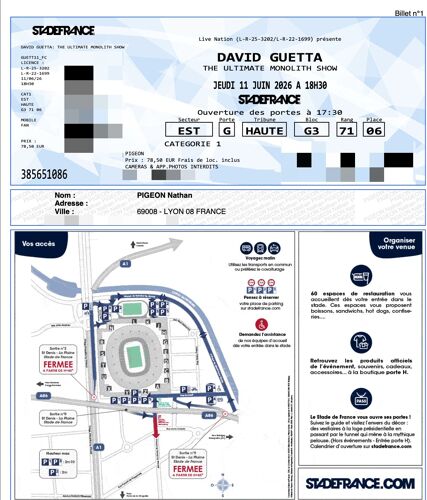 6 Places Pour David Guetta - The Ultimate Monolith Show - Jeudi 11 Juin 2026 A 18h30