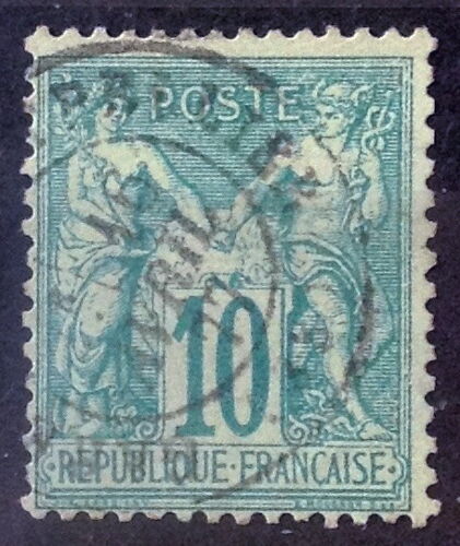 Sage 10c Vert (Type I = N Sous B) (Superbe N° 65) Obl - Cote 30,00€ - France Année 1876 - Brn83 - N31519