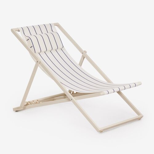 Pack De 2 Hamacs Pliables En Acier Avec Coussin Jensy Tapioca Beige - Bleu Marin