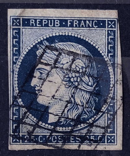 Cérès - Répub Franc - Nd - 25c Bleu Foncé (Très Joli N° 4a) Obl - France Année 1849 - Brn83 - N34184