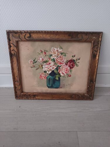 Tableau Ancien Bouquet De Roses