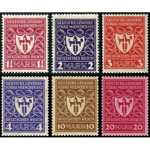Allemagne, Rép. De Weimar 1922, Belle Série Complète Timbres Yvert 214 215 216 217 218 219, Exposition Industrielle De Munich, Neufs*.