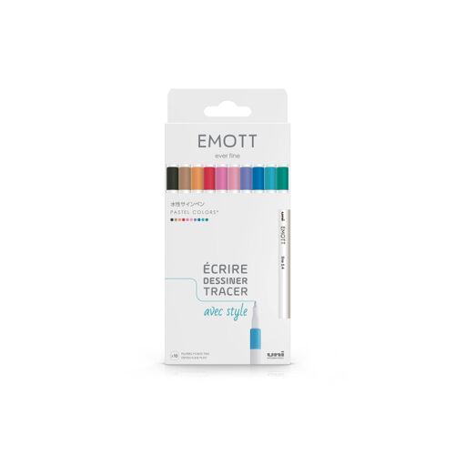 Feutres - Dessin - Ecriture - Coloriage - 10 Couleurs Pastel - Pointe Fine - Emott