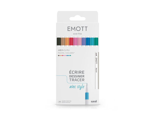 Feutres - Dessin - Ecriture - Coloriage - 10 Couleurs Pastel - Pointe Fine - Emott