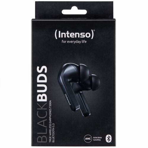 Intenso Black Buds T300A Casques True Wireless Stereo (TWS) Ecouteurs Appels/Musique/Sport/Au quotidien USB Type-C Bluetooth Noir