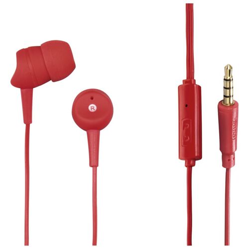 Hama Basic Casque Avec fil Ecouteurs Appels/Musique Rouge