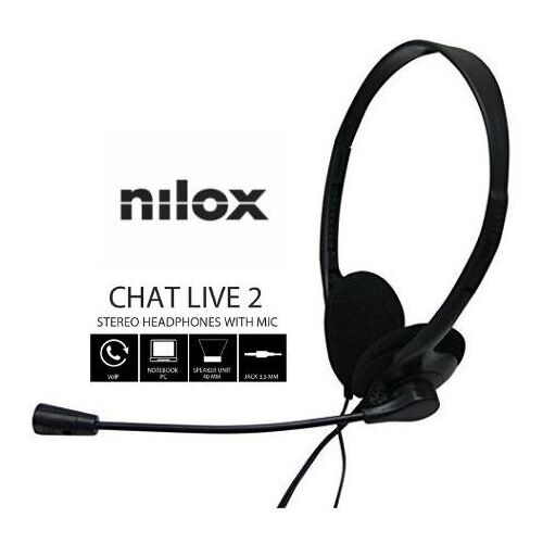 Nilox CHAT LIVE 2 Casque Avec fil Arceau Bureau/Centre d'appels Noir