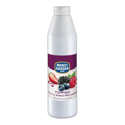 Menz & Gasser Mega Topping Bosvruchten Sauce Gourmande En Bouteille Souple 1000g Dessert Crème Glace Fruits Rouges