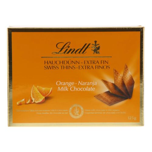 Lindt Chocolade Thins Orange Fines Tranches De Chocolat Noir À L'orange 125g Délicieuses Gourmandises Fruitées