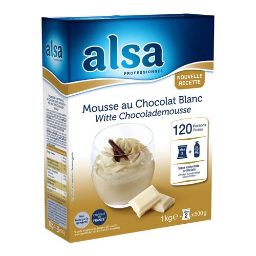 Alsa Mousse Au Chocolat Blanche, Préparation Gourmande Facile Et Rapide, Dessert Léger Et Onctueux, 1000 G