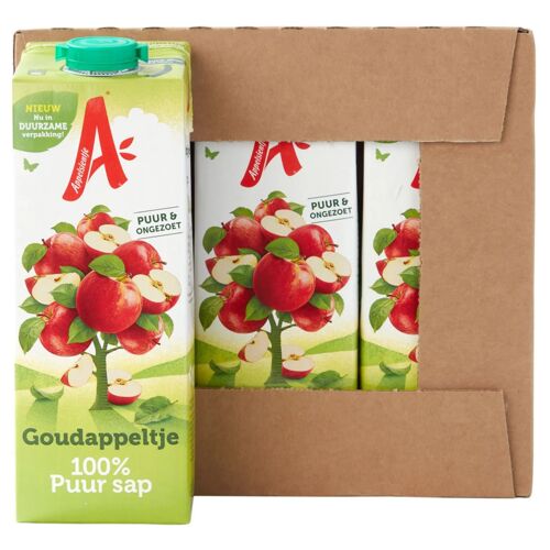 Appelsientje Goudappel Jus De Pomme Naturel 12x1l - Boisson Fruitée Rafraîchissante, Sans Sucres Ajoutés, Riche En Vitamines, Parfait Pour Toute La Famille, 12 Litres