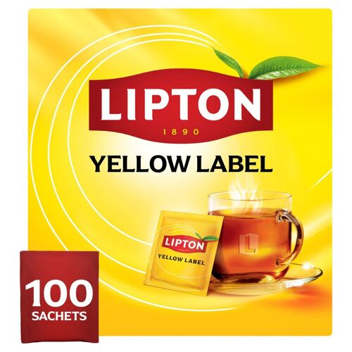 Lipton Thé Yellow Label Sachets 100 X 2g - Thé Noir Classique En Sachets Individuels, Infusion Parfaite, Saveur Riche, 200g